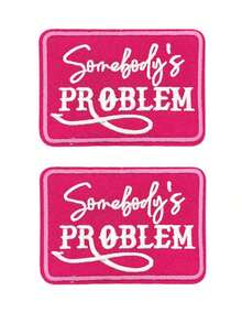 2pcs 'Somebody's Problem' Embroidered Iron On Patches, Cute Iron-On/Sew-On Appliques Patch For Trucker Hats, Jeans, Shirts, Jackets And Bags, Casual Apparel & Accessories-Halloween,Christmas,Fall,Winter, Supplies, TZZF - 彩色 - 查看 3