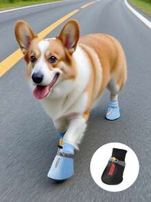 PU Material Printed Pet Shoes, Pet Decorative Shoes, Suitable For Medium To Large Pets Outdoor, Waterproof And Non-Slip - Black - View 13