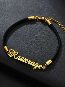 Personalized Custom New Rope Name Bracelet For Men And Women, Hand-Woven Stainless Steel Nameplate Bracelet For Couples, Valentine's Day, Halloween, Christmas, Wedding Anniversary, Family, Lover, Boyfriend Commemorative Fashion Jewelry Accessories