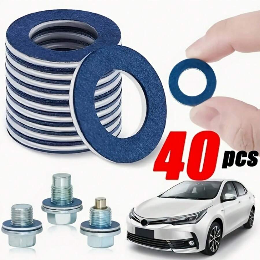 40pcs Oil Drain Plug Gasket, Drain Plug Washer, Oil Pan Drain Bolt Gasket, Fit For OEM#90430-12031