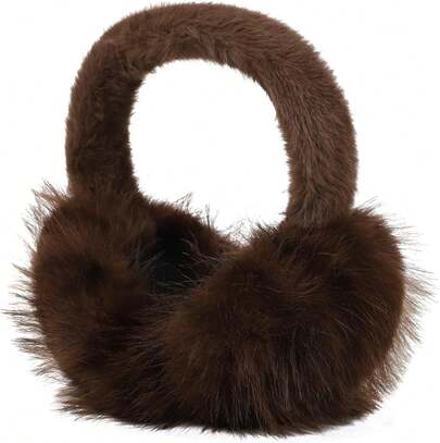 Unisex Winter Foldable Earmuffs Plush Faux Fur Ear Muffs Outdoor Cold Weather Ear Warmers For Women Anen,26340173