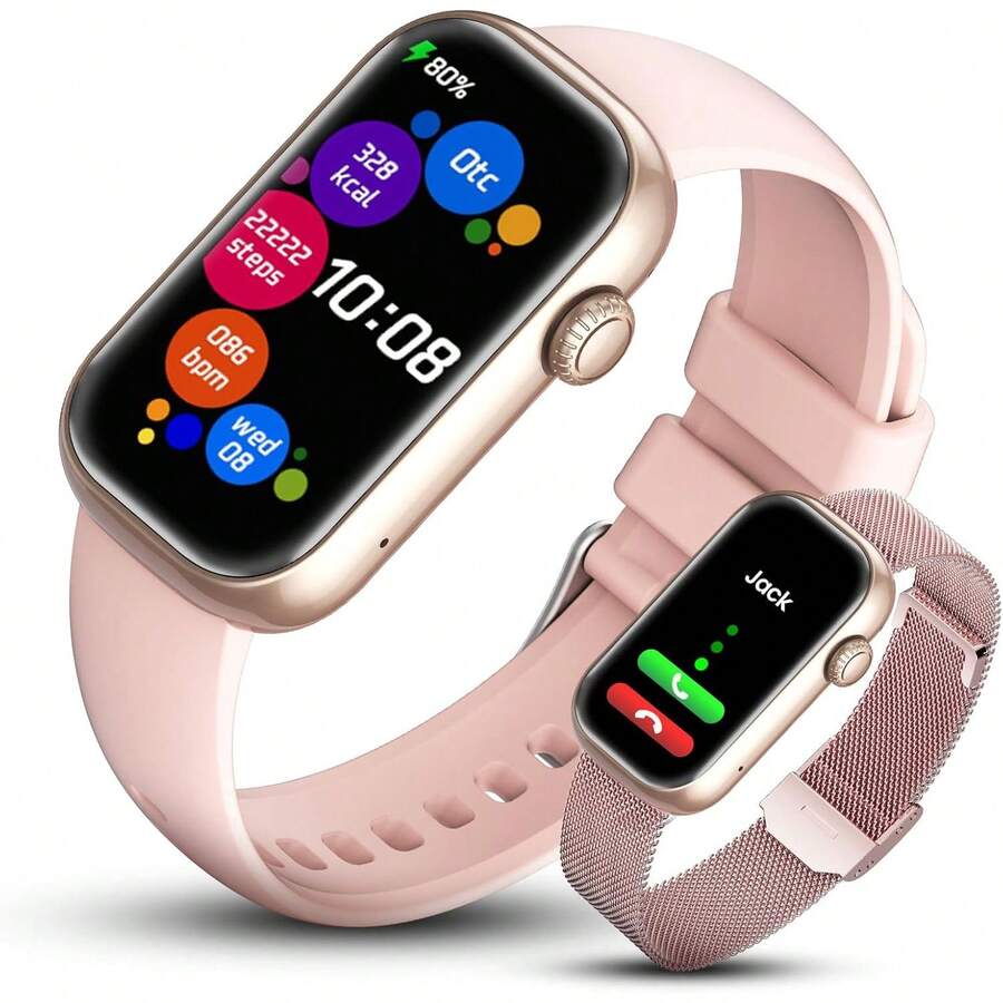 SIEMORL Reloj Inteligente Mujer con Llamadas y Notificacioness,Smartwatch 1.47" Pantalla HD,Pulsómetro,Sueño,Podómetro,Calorías,100+ Deportes,Reloj Deportivo IP68 Compatible con Android iOS - Tipo de Enchufe A USA (110-127V) - Ver 1