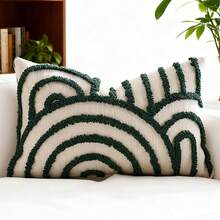 Bộ 1/2 vỏ gối họa tiết hình bán nguyệt, vỏ gối vuông thêu nhung vải canvas, dùng hàng ngày trong phòng ngủ, phòng khách, ghế sofa, sân, trang trí sân vườn, không lõi 30*50cm 45*45cm - màu xanh lá - Xem 8