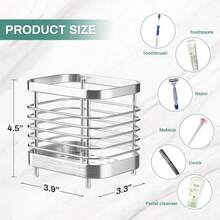Shower Toothbrush Holder For Bathroom, Stainless Steel Tooth Brush Organizer Storage Caddy,  Sink Toothpaste Holder Stand Tray, Silver Bathroom Countertop Accessories Decor{Inchsize_nameinch:Inch1Slotinch,Inchcolor_nameinch:InchSilverinch} - 銀色 - 查看 3