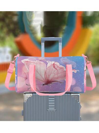 儿童卡通独角兽旅行手提包，大容量手提包，适合长途/短途旅行、运动、舞蹈、海滩、露营，可水洗，女孩款