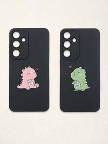 2pcs Minimalist Black Phone Cases, Dinosaur Phone Cases, Couple Phone Cases, Lens Protection Phone Cases, Compatible With IPhone & Galaxy, Phone Cases, Cases Compatible With IPhone 17 Pro Max, Covers, Cute Phone Cases, Compatible With IPhone 13 Case, Compatible With IPhone 15 Case, Phone Cases, Galaxy Phone Cases, Suitable As Birthday Gifts, Girlfriend, Boyfriend Or For Personal Use - Multicolor - View 28