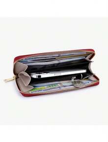 Cartera Gran Capacidad Multicapa, Bolso Mano Con Cremaller T9612-042 - Rojo - Ver 10