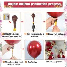 Juego de guirnaldas de globos, guirnalda de globos burdeos, dorados y blancos, decoración para fiestas de cumpleaños, 97 piezas, guirnalda de globos Wine red and white gold balloon chain - 1 - Ver 8