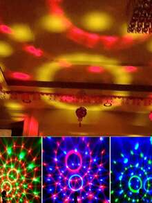 1pc Modern Geometric Pattern USB Powered RGB Disco Ball Light With Color-Changing Night Lamp For Parties, Bars, Karaoke, And Weddings