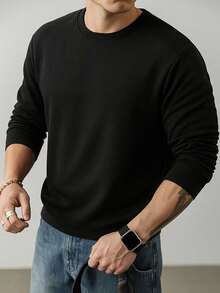 Men's Casual Thermal Lined Warm Crew Neck Sweatshirt, Autumn/Winter