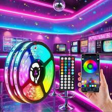 1 Stück 44-Tasten Bluetooth Schwarze Scheibe Lichtleiste, Smart App-Steuerung, einstellbar, Mehrfarbig, geeignet für Möbeldekoration Zuhause, Spielzimmer, Küche, TV Hintergrundbeleuchtung, Schlafzimmer, LED Dekorationsbeleuchtung für Feierlichkeiten - RGB - Übersicht 3
