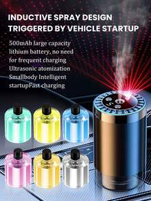 معطر هواء ذكي للسيارة مع إضاءة إسقاط السماء المرصعة بالنجوم، 5 أوضاع عمل، إضاءة LED ملونة للأجواء، تشغيل/إيقاف تلقائي، موزع عطري للسيارة، مرطب هواء صغير للسيارة، موزع زيوت أساسية، تركيز قابل للتعديل، بطارية مدمجة، شحن USB، مناسب للسيارة والمكتب والحمام وغرفة النوم وغرفة الحيوانات الأليفة، 6 روائح زيوت أساسية متاحة، مجموعات متعددة للاختيار من بينها (1/2/3 زجاجات زيت + 1 موزع) - الأسود - مشاهدة 9