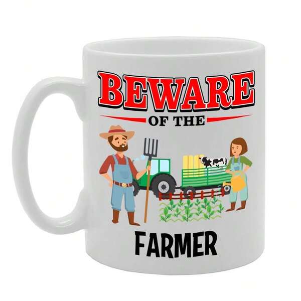 Coralgraph Beware Of The Farmer Printed Tea Coffee Ceramic - Funny Printed Coffee Mug - Great Gift Idea MG4862