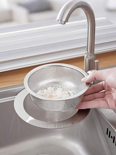 Country Style Sink Strainer With Handle, 201 Stainless Steel Kitchen Sink Drain Filter, Waterless, Suitable For Restaurant And Indoor, Wear-Resistant, Anti-Rust