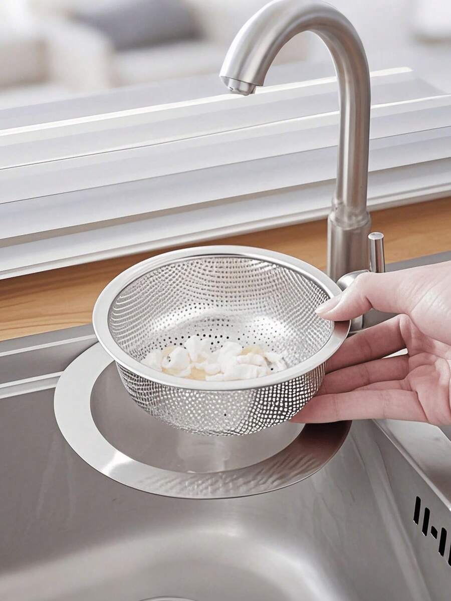 Country Style Sink Strainer With Handle, 201 Stainless Steel Kitchen Sink Drain Filter, Waterless, Suitable For Restaurant And Indoor, Wear-Resistant, Anti-Rust