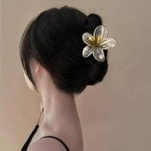 1 Piece Of Fashionable Luminous Multi-Color Hawaiian Plumeria Hairpin Bohemian Large Acrylic Plumeria Claw Clip, Cute Hairpin For Ladies/Girls, Large Claw Clip Suitable For Thick/Thin Hair, Luminous Plumeria Claw Clip Ponytail Hairpin, Resin Hair Claw (8cm*8cm) Elegant Spring Beach Flower Hairpin, Women's Hair Accessories, Plumeria Hairpin Exquisite High-End Headdress Hair Accessories - ngẫu nhiên - Xem 2