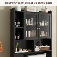 Vabches Over The Toilet Storage Cabinet, Over Toilet Bathroom Organizer With Multiple Storage Shelves, Toilet Paper Holder And 2 Acrylic Doors, Space-Saving Toilet Rack For Bathroom, Laundry, Restroom - màu đen - Xem 6