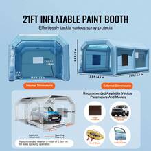 Cabina de pintura inflable , 21 x 13,5 x 9,8 pies, cabina de pintura inflable, con potente soplador de 1100 W y sistema de filtro de aire, pintura de muebles grandes, cabina de pintura portátil para vehículos de tamaño mediano - 21 x 13,5 x 9,8 pies - Ver 2