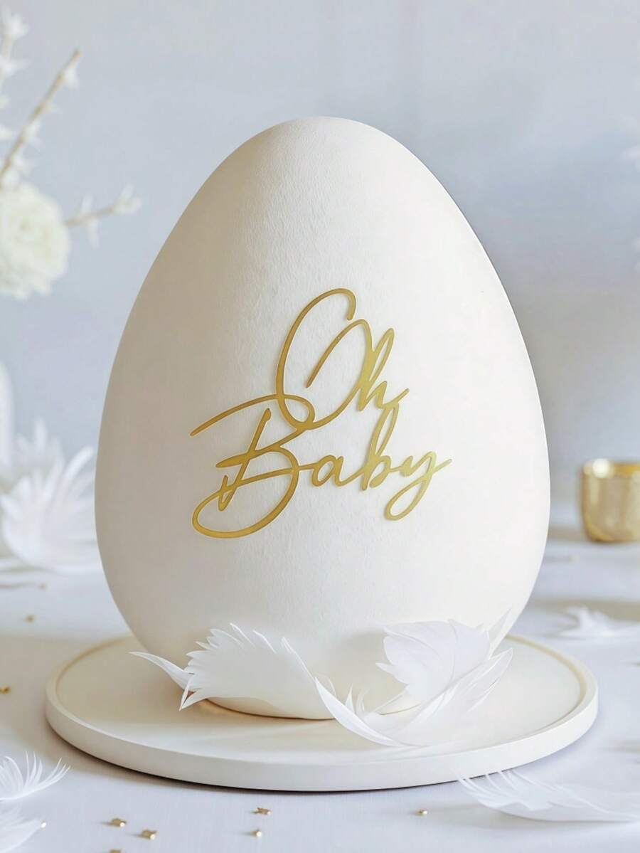 1 cái/3 cái/5 cái phụ kiện trang trí bánh kem acrylic chữ "Oh Baby", trang trí tiệc mừng em bé chào đời, trang trí bánh tiết lộ giới tính, thích hợp cho bàn tráng miệng, trang trí bánh, làm bánh DIY, dụng cụ làm bánh, đồ dùng nhà bếp, quà tặng ngày lễ - Vàng - Xem 1