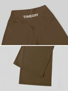 TimeOff 1Pc Women'S Simple Elastic V-Shaped Lifting Straight Wide-Leg Letter Print Sports Pants Tights