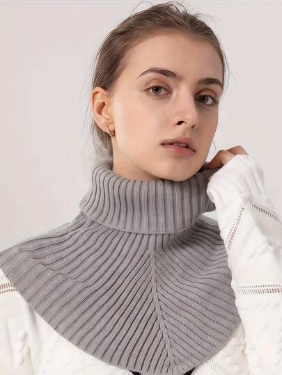 Cachecol feminino de tricô com decote em V, cor sólida, macio e confortável, ideal para uso diário e para ir ao trabalho. Peça de alta qualidade e quentinha, perfeita também como presente para familiares e amigos. Ideal para outono e inverno.