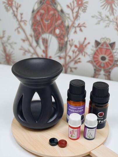 1pc Handmade Ceramic Trifoliate Incense Burner, Japanese-Style Candle & Essential Oil Diffuser Decor Gift