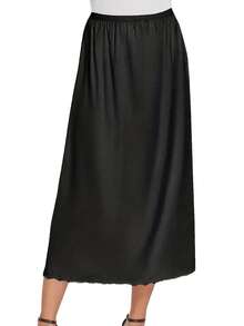 QING ROU [1pc/2pcs] Satin Midi Skirt, 36 Inch Lace Extender For Skirt Hem Length - Multicolor - View 15