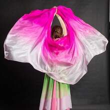 1 tấm mạng che mặt múa bụng chuyển màu nhuộm tay - Khăn choàng biểu diễn bằng polyester trong suốt chuyển màu đỏ sang vàng rực rỡ, trang phục khiêu vũ kỳ lạ cho biểu diễn sân khấu, sự kiện lễ hội & nâng cao trang phục, trang phục múa bụng, phụ kiện biểu diễn, vải chất lượng cao, khăn choàng lễ hội, bề mặt mịn, vũ công chuyên nghiệp - Nhiều màu - Xem 17