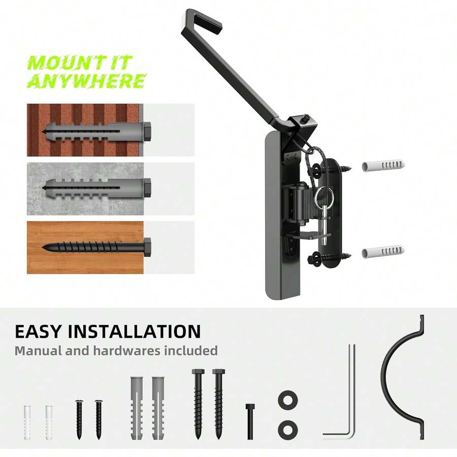 Soporte de pared giratorio para bicicleta, soporte vertical para bicicleta, para cochera, gancho para colgar bicicleta, organización de cochera, color negro - 4 paquetes - Ver 1