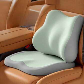 2pcs/1pc Car Heightening Cushion And Lumbar Support Set | Ergonomic Design | Enhances Driving Visibility, Comfortable For Long Sitting | Soft Memory Foam For Support | Suitable For Sedans, Suvs, And Trucks