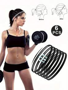 Conjunto de 6 faixas de cabelo esportivas finas e elásticas para homens e mulheres, ideais para corrida, ioga e exercícios [Absorventes de suor e leves] Acessórios de cabelo, lenço de inverno, bandana macia para a cabeça