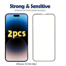 2pcs Tempered Glass Screen Protector, Compatible With IPhone 17 Pro Max/17 Pro/17 Air/17/16/16 Plus/16 Pro/16 Pro Max/15/14/13/12/11 Pro Max/X/XS/XR/Mini/7/8/14 Plus, Also Fits 14/15 Pro Max, Please Provide Phone Model, High-Definition Transparent Screen Film - Clear - View 1