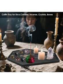 1 pièce/2 pièces Plateau en bois noir, pour la décoration de la maison, du salon, du bureau. Contenant gothique pour la cuisine, la nourriture, la vanité, le maquillage, le parfum, le rangement des bijoux, le service de table pour les desserts, les plateaux de service et les plats, la décoration de Noël