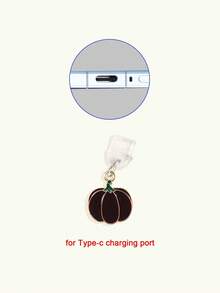 1pc Pumpkin Pendant Dust Plug, Compatible With Apple Type-C Interface Phone Charging Port Rubber Plug Data Port Blocker - Multicolor - View 4