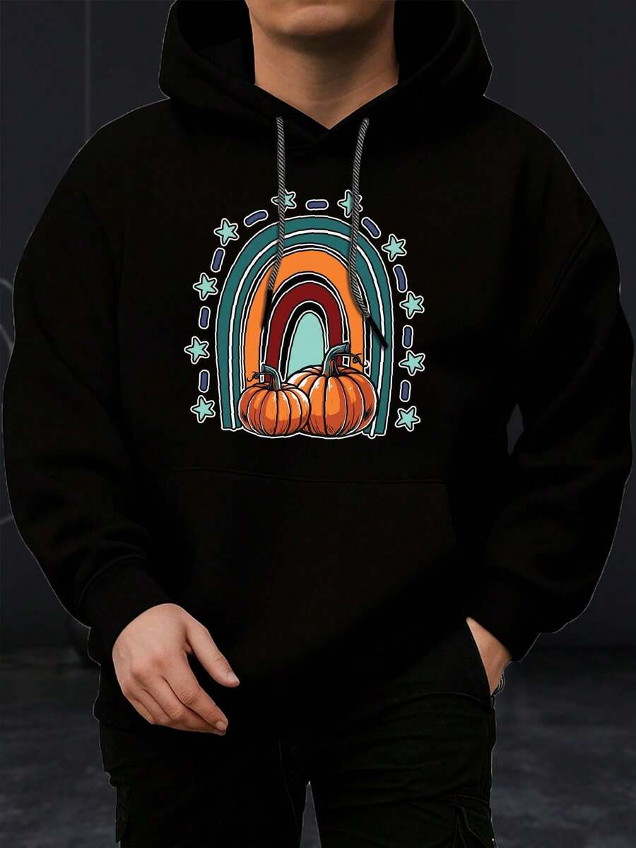 Sudadera con capucha para hombres de Halloween, deportes al aire libre de primavera y otoño, sudadera con capucha de moda, casual, cómoda y versátil para hombres - Negro - Ver 1