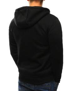 男士拉鍊連帽衫，經典款式，採用柔軟棉質針織製成，舒適的運動衫，配有口袋和鬆緊袖口，非常適合休閒和運動風格，舒適的剪裁確保日常使用時活動自如 - 黑色 - 查看 4