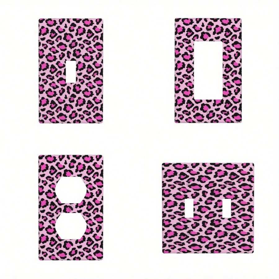 1PC Decorative Light Switch Cover1 Pink Leopard Pattern Wall Switch Cover Plate - Socket Wall Panel, Not Breakable, Easy To Clean, No Battery, Suitable For Kitchen, Bedroom, Living Room Beautiful Home Decoration Standard Single/ Double Open Wall Halloween Decorations/Thanksgiving Decorations/Christmas Decorations/New Year Decorations - Rocker/Decora 11cm*7.5cm - View 1
