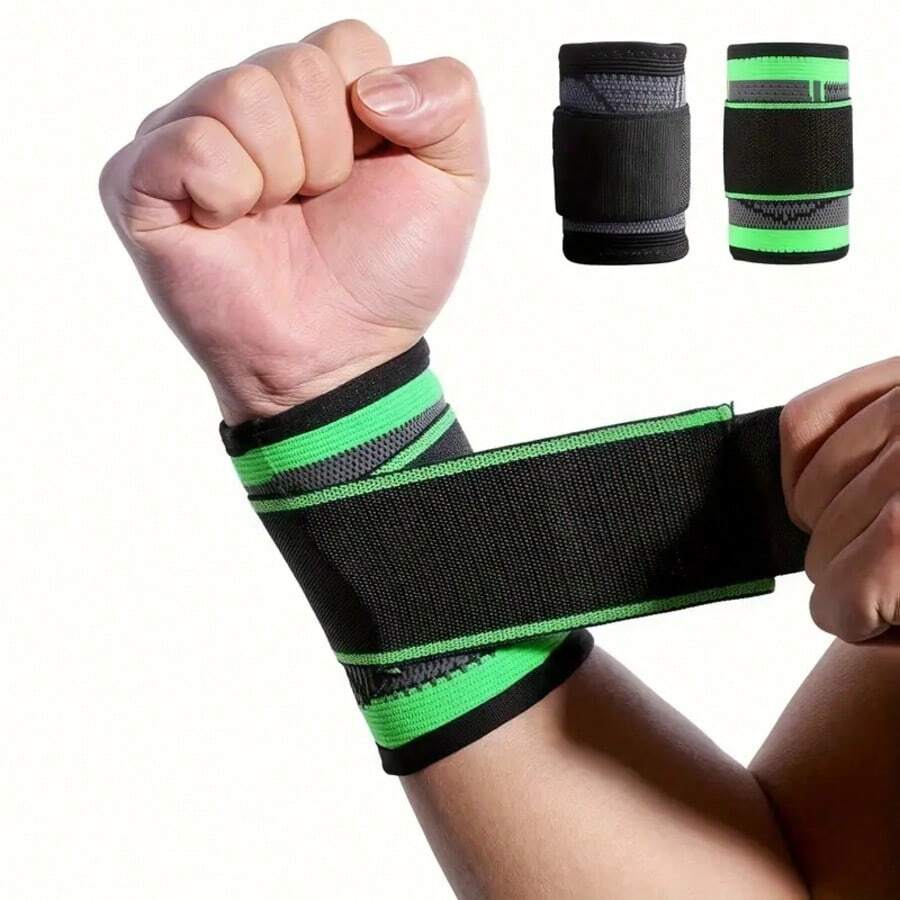 ZKBBO 2pcs Adjustable Wrist Compression Sleeves - Premium Support Wristbands With Hook And Loop Fastener, Black/Green, Suitable For Weightlifting, Fitness And Other Sports Wrist Stabilizer - Unisex - Multicolor - View 1