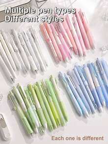 5/10 Pcs Fashionable Retractable Neutral Pens, 0.5mm Fine Point, Black Ink, Quick Dry No Bleed, Smooth Writing Pen, Aesthetic Pens For Writing Drawing Journaling Note Taking, Gifts Suitable For Exams, Office Work & Stationery Back To School