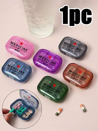 Medical Kit With Printed Cross And Letters' Medicane ',Portable And Minimalist Pill Organizer Medication Storage Box With 3 Compartments For Home And Travel Portable Travel Mini Pill Case Waterproof Moisture-Proof Pill Storage Container Suitable For Storing Medication Rings And Other Small Itemsl,