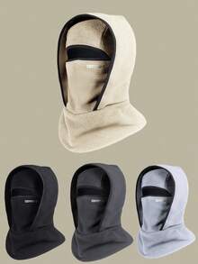 1pc Unisex Hooded Balaclava, Outdoor Windproof Warm Thick Lining Neck Gaiter, Solid Color, Winter - Multicolor - View 1