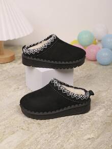 1 Pair Toddler Fashion Flat Boots, Solid Color, Cute, Slip-On, Comfortable Soft Sole, Warm, Suitable For Baby Boys And Girls (Runs Small, Suggest Ordering One Size Up) - Black - View 6