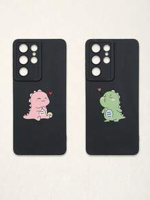 2pcs Minimalist Black Phone Cases, Dinosaur Phone Cases, Couple Phone Cases, Lens Protection Phone Cases, Compatible With IPhone & Galaxy, Phone Cases, Cases Compatible With IPhone 17 Pro Max, Covers, Cute Phone Cases, Compatible With IPhone 13 Case, Compatible With IPhone 15 Case, Phone Cases, Galaxy Phone Cases, Suitable As Birthday Gifts, Girlfriend, Boyfriend Or For Personal Use - Multicolor - View 42