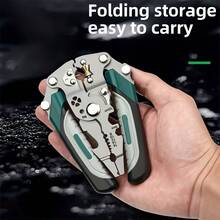 Stainless Steel Multi-Function Wire Stripper, Foldable Design, Suitable For Electrical, Piping, Crimping, Cutting And Twisting, Durable Metal Tool, Versatile Use