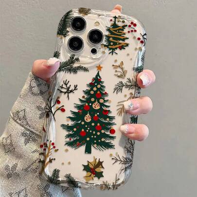 Cream Texture Christmas Tree Pattern Phone Case Compatible With IPhone