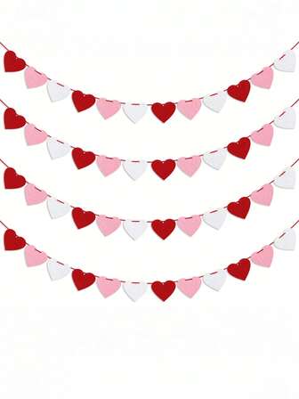 Hjärtgirlang av filt, Alla hjärtans dag-dekorationer, Hängande hjärtan, Rödrosa vit alla hjärtans dag-banderoll, Jubileumsbröllop, Födelsedagsfest-dekorationer, Hängande alla hjärtans dag-dekoration utomhus, Alla hjärtans dag-dekorationer, Alla hjärtans dag-presenter, Alla hjärtans dag-dekor, Alla hjärtans dag-presenter, Rumsdekor;