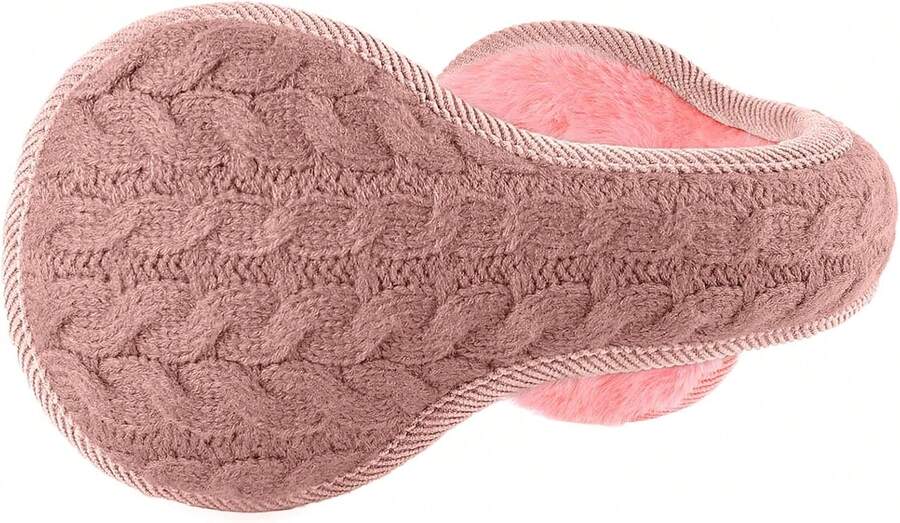 Unisex Foldable Ear Warmers Knits Winter EarMuffs,26339343 - 玫紅色 - 查看 1