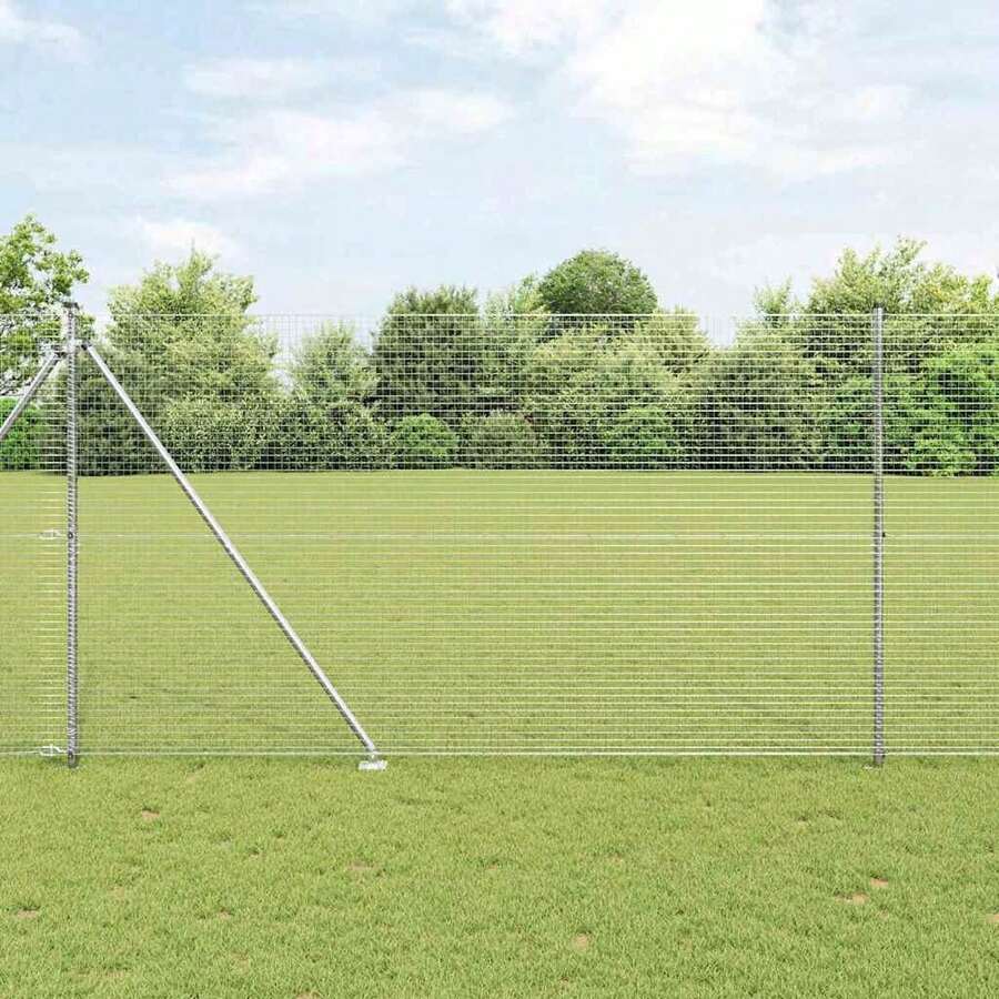 vidaXL Zaun Mit Pfosten Silber 1,6 X 25 M Stahl - 銀色 - 查看 1