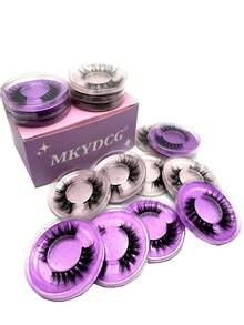 10/16/21 Pairs Fluffy&Thick 3D False Eyelashes With Glitter Paper Box,Lashes Bulk Christmas Gifts,3D Cat Eye Eyelashes Natural Soft,Protable, Makeup Manga Lashes,Dramatic Messy Mink Lashes Wispy, Individual Package Faux Mink Lashes Wholesale - 黑色 - 查看 5