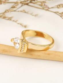 1pc Fashionable Cubic Oval Decor Copper Zirconia Ring, Suitable For Women's Daily Wear, Engagement, Wedding, Valentine's Day, Party Gift,Mom,Mother,Mother's Day,Gift - 1# - View 7